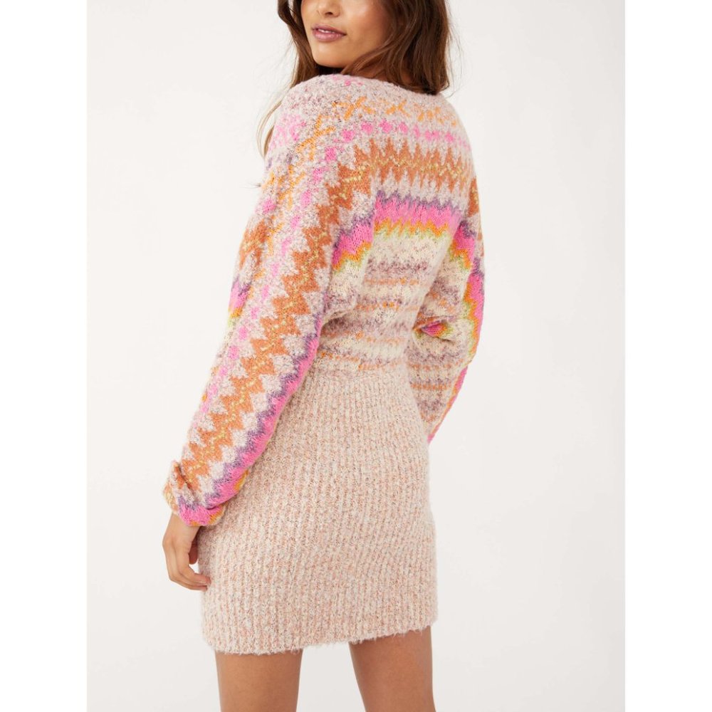 🎉LAST CHANCE🎉 NWT Free People Forever Fairisle Dress / Strawberry Combo - Picture 4 of 7